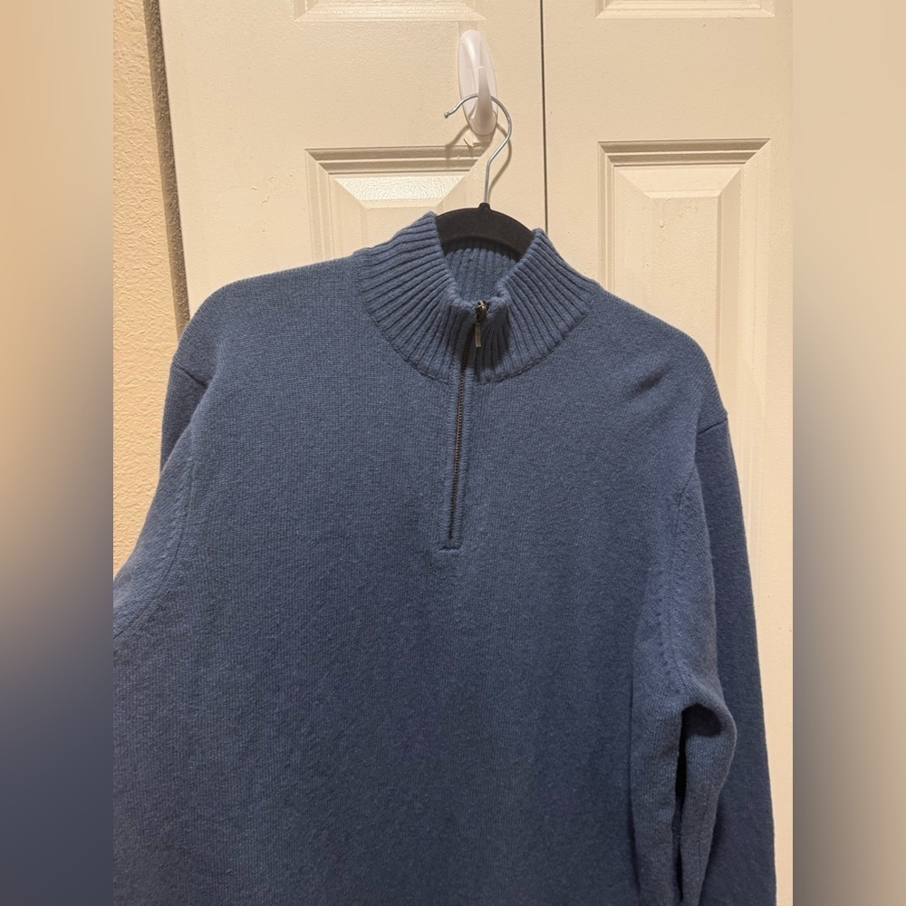 WoolOvers Half Zip Lambswool Sweater in Blue , size XL - Picture 6 of 9